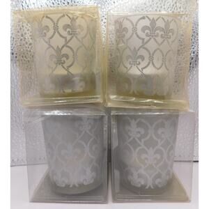 Kate Aspen Silver Votive Candle Holder and Candle 2011 New Set of 4